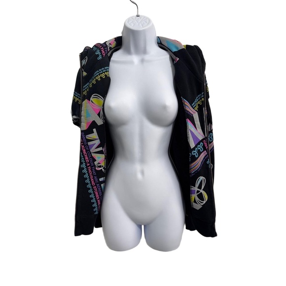 TNA Black & Multi Zipup Hooded Graphic Print Casual Street Hoodie L Music y2k - Picture 5 of 10